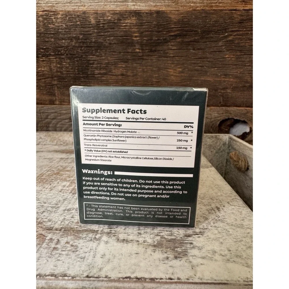 NAD+ Nicotinamide Riboside 900mg w/ Resveratrol 80 Capsules – New | MSRP = $42
